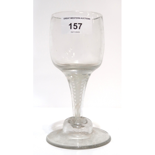 157 - A continental domed foot opaque twist stem glass 