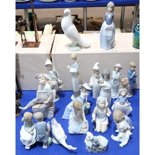 171 - A collection of Lladro and Nao figures etc