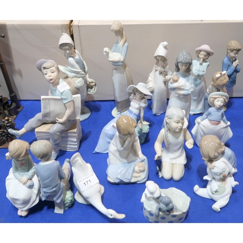 171 - A collection of Lladro and Nao figures etc