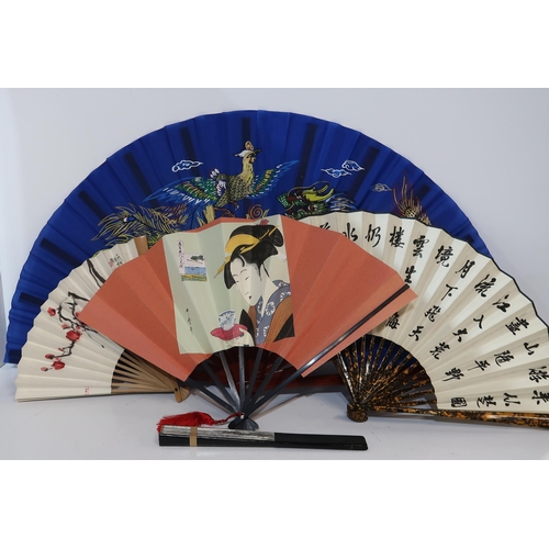 177 - Chinese kite or mobile, silk parasols, posters and fans