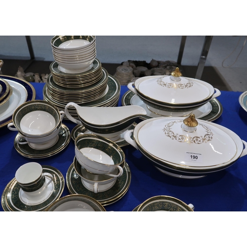 190 - A Royal Doulton Vanborough pattern dinner service comprising eight dinner, medium and side plates, t... 