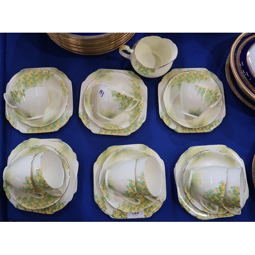 193 - A Grafton China tea set with yellow pea like flowers