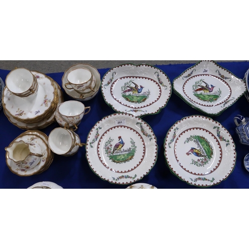 201 - A Spode Vienna pattern dessert service together with a floral decorated tea set