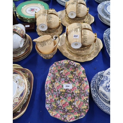 204 - A Royal Winton Hazel chintz bowl, a Queen Anne tea set and Wedgwood Queens Embossed wares