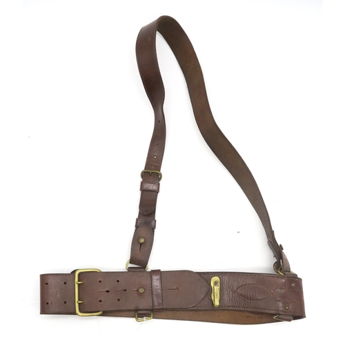 308 - A WW2 Sam Browne leather belt, marked 