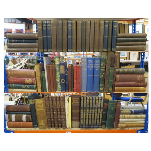 316 - Three shelves of assorted books, to include Scott's Waverley Novels, The Ordnance Gazetteer of Scotl... 