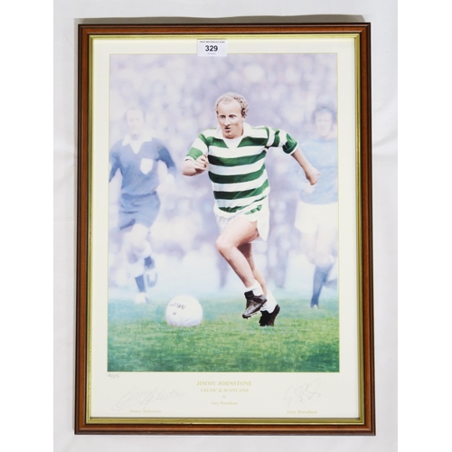 329 - Celtic F.C. - a limited edition print signed by Jimmy Johnstone and the artist Gary Brandham, no. 13... 