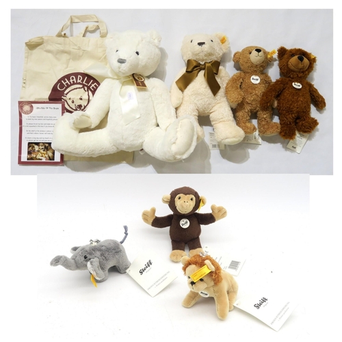 332 - A collection of modern Steiff, comprising a 2011 Creme Cosy bear, smaller Charly and Happy bears and... 