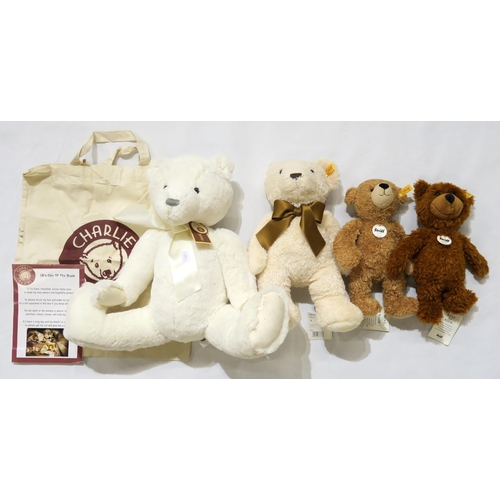 332 - A collection of modern Steiff, comprising a 2011 Creme Cosy bear, smaller Charly and Happy bears and... 