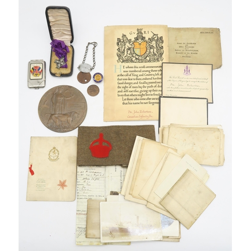 336 - A WW1-period archive of material pertaining to 291254 Pte. James Robertson of the Scottish Rifles, w... 