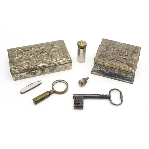 337 - A 19th century key for a complex lock mechanism, measuring approx. 11.5cm in overall length, two emb... 