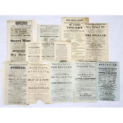 349 - A collection of 19th century theatre posters/playbills, to include examples for the Theatre Royal, C... 