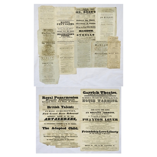 350 - A collection of 19th century theatre posters/playbills, to include large scale examples for the Garr... 