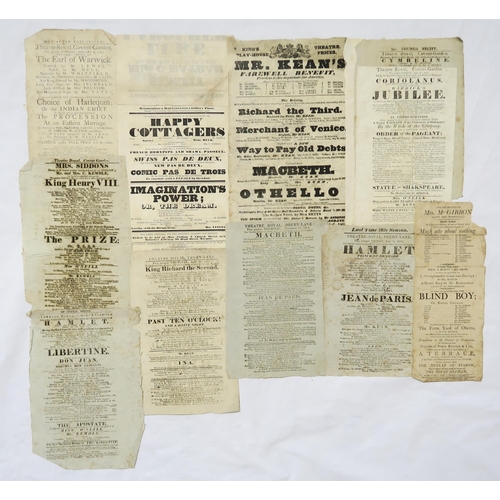 350 - A collection of 19th century theatre posters/playbills, to include large scale examples for the Garr... 