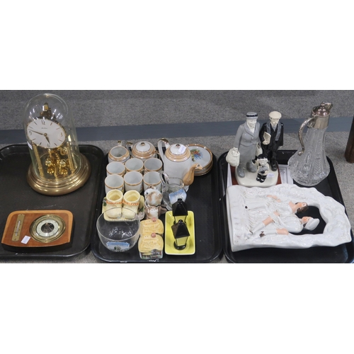 135C - Mixed lot to include ceramic figures fromThe Broons, a Bentima mantel clock, and a white and peach F... 