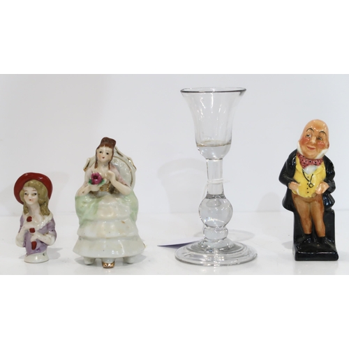 171A - Three ceramic figures to include one Royal Doulton Micawber, one Foreign seated lady and another. Al... 