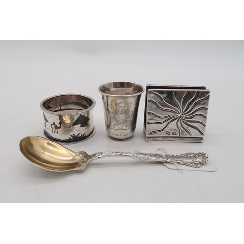 268 - A collection of silver including a silver spoon, by Gorham Manufacturing Co, with London import mark... 