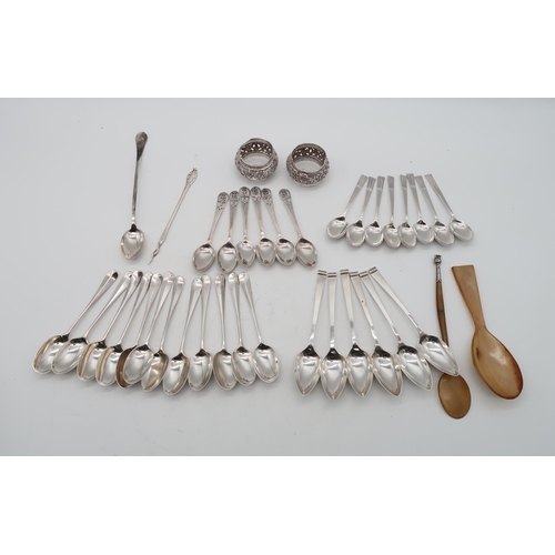 268A - A collection of silver flatware including a set of Victorian silver tea spoons, by John Aldwinkle &a... 