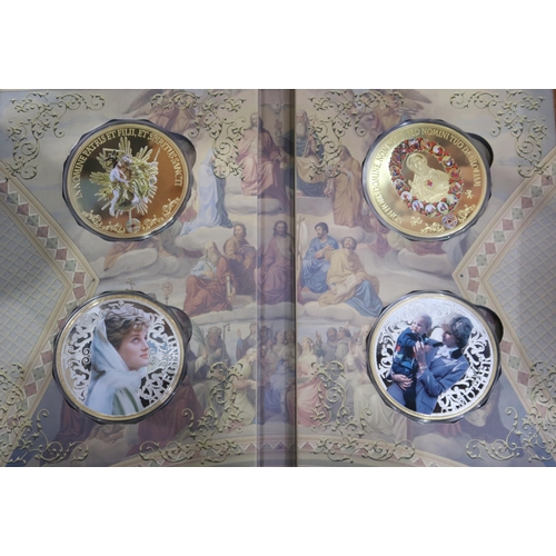 272 - COMMEMORATIVE ISSUE COINS various boxes of gold plated and silver plated coins commemorating histori... 