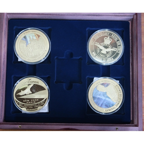 272 - COMMEMORATIVE ISSUE COINS various boxes of gold plated and silver plated coins commemorating histori... 