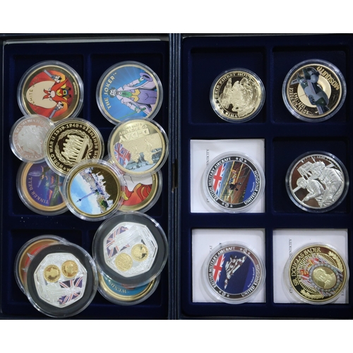 272 - COMMEMORATIVE ISSUE COINS various boxes of gold plated and silver plated coins commemorating histori... 