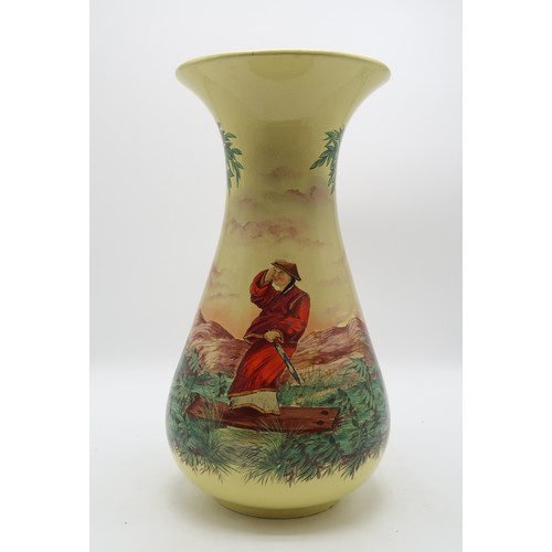 2166 - A LARGE WEMYSS WARE VASEby Robert Heron and Son, with flaring neck and tapering baluster body, the y... 