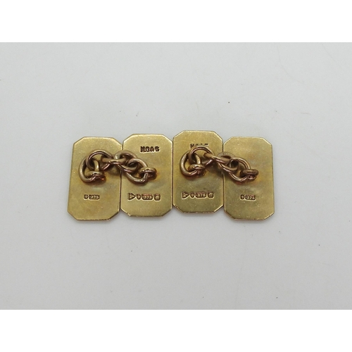 732 - A pair of 9ct gold cufflinks, engraved with the Boys Brigade logo and the other side monogramed, wei... 