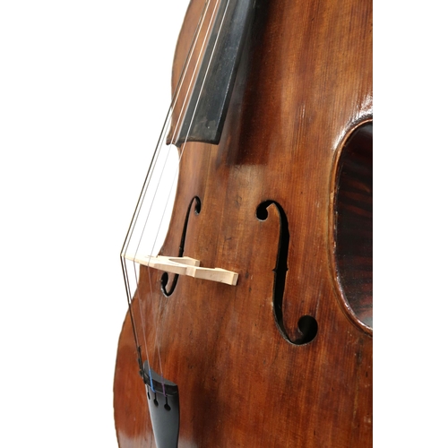 280 - A two piece back cello 75cm together with a bow 75 grams with a soft carry bag