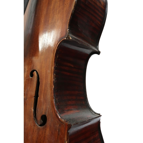 280 - A two piece back cello 75cm together with a bow 75 grams with a soft carry bag