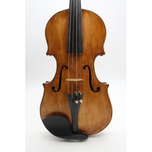 281 - A Scottish two piece back violin 35.5cm bearing label to the interior Charles Hudson 44 Cleland Stre... 