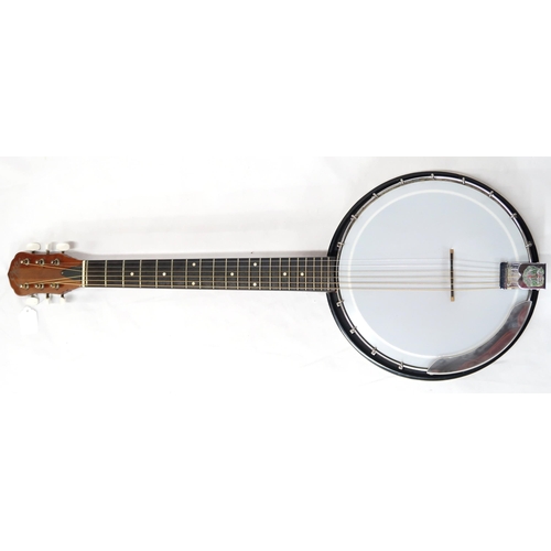 282 - An Eko six string guitar banjo, gitjo banjitar, stamped made in Italy to the headstock with a soft c... 