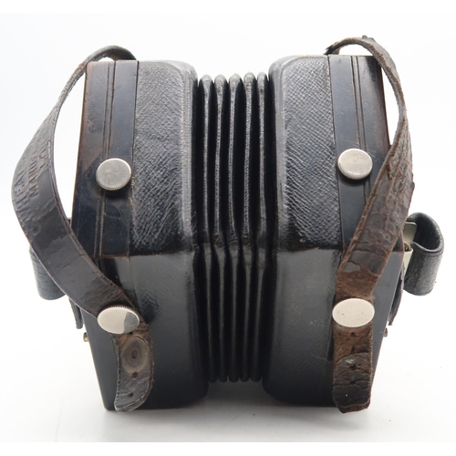 285 - C. WHEATSTONE & CO CONCERTINA circa 1920, pierced nickel plate ends, single valve, 48 button, 5 ... 