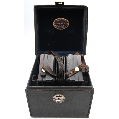 285 - C. WHEATSTONE & CO CONCERTINA circa 1920, pierced nickel plate ends, single valve, 48 button, 5 ... 