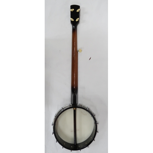 288 - A John Grey & Sons London five string banjo to include various accessories,  finger picks, ... 