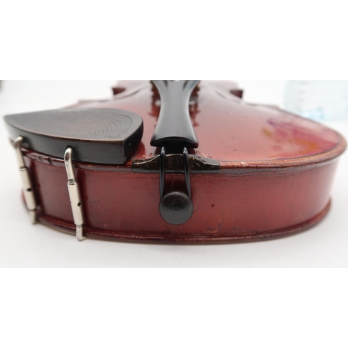 289 - A student violin, two piece back 33.5cm with bow 50 grams and case