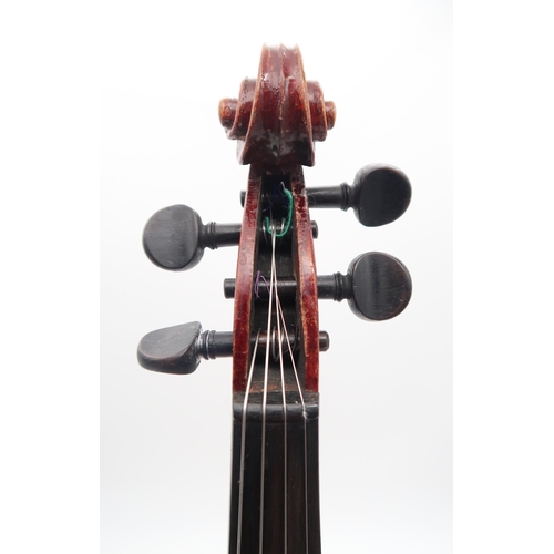 289 - A student violin, two piece back 33.5cm with bow 50 grams and case