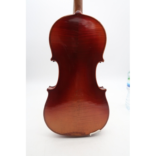 289 - A student violin, two piece back 33.5cm with bow 50 grams and case