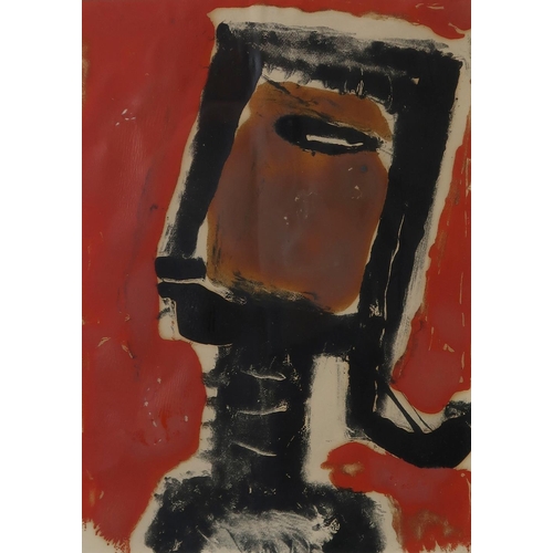 1014 - JOHN CHRISTOFOROU (ENGLISH 1921-2014) NED KELLY Possibly monotype, 23 x 17cm Title in... 