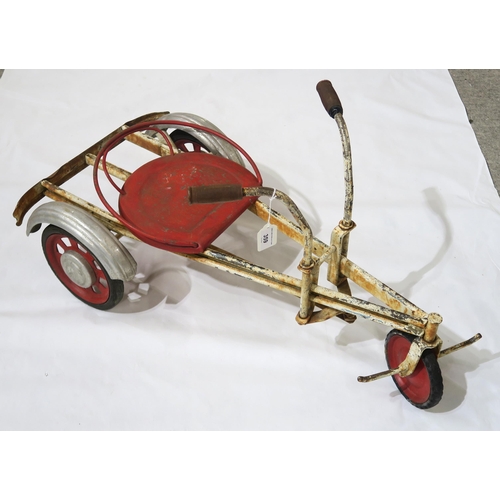 359 - An unusual mid-20th century child's arm-powered trike, fitted with Bergougnan tyres