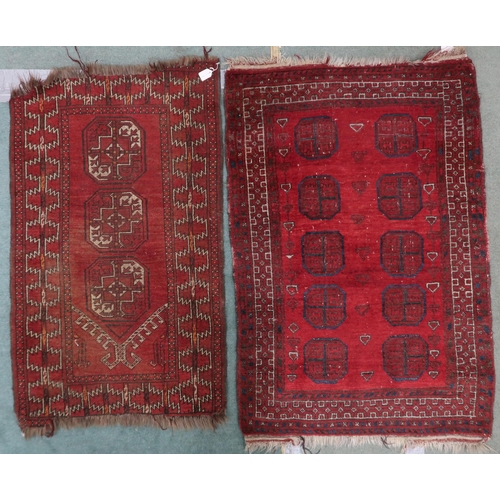 61 - A lot consisting red ground Bokhara rug, 133cm long x 92cm wide and a smaller red ground Bokhara sty... 