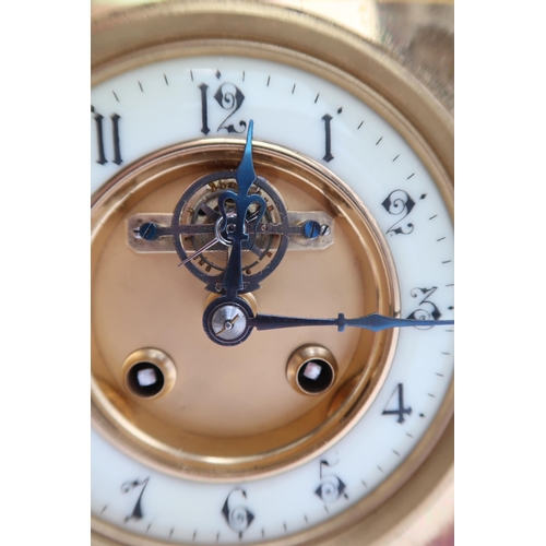 2157 - A LARGE BRASS FRENCH CARRIAGE CLOCKthe dial centre inset with the visible lever escapement and ename... 