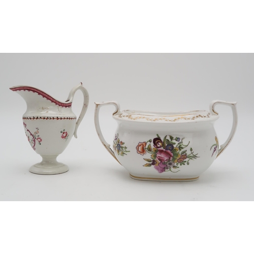 2164 - A COLLECTION OF NEW HALL PORCELAINincluding a silver shaped teapot and stand, a London shaped sucrie... 