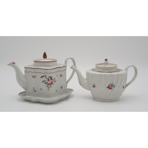 2164 - A COLLECTION OF NEW HALL PORCELAINincluding a silver shaped teapot and stand, a London shaped sucrie... 