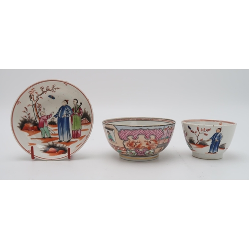 2164 - A COLLECTION OF NEW HALL PORCELAINincluding a silver shaped teapot and stand, a London shaped sucrie... 