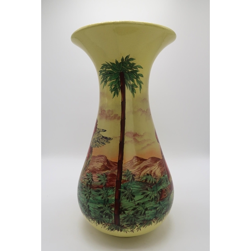 2166 - A LARGE WEMYSS WARE VASEby Robert Heron and Son, with flaring neck and tapering baluster body, the y... 