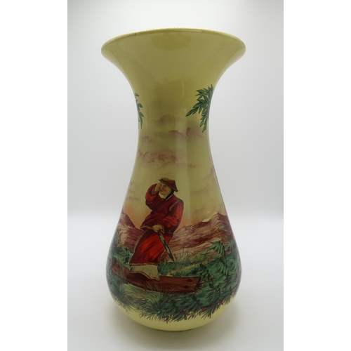 2166 - A LARGE WEMYSS WARE VASEby Robert Heron and Son, with flaring neck and tapering baluster body, the y... 