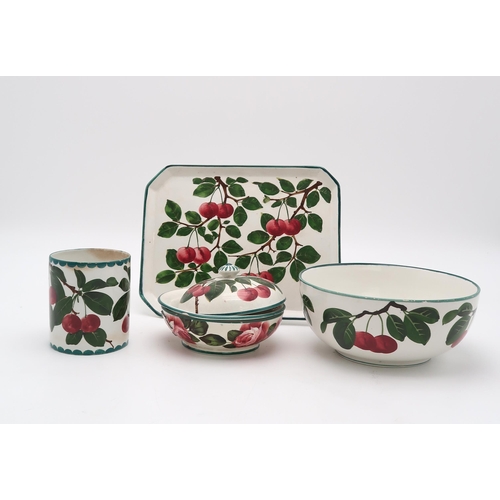 2170 - A COLLECTION OF WEMYSS CHERRY PAINTED POTTERYincluding a bowl, 19.5cm, a rectangular tray, 26cm long... 