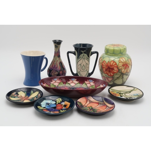 2178 - A COLLECTION OF MOORCROFT COLLECTORS CLUB POTTERYcomprising a Nasturtium pattern ginger jar, designe... 