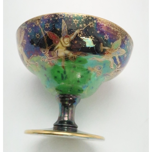 2186 - DAISY MAKEIG-JONES (1881-1941) FOR WEDGWOODA Fairyland lustre melba dish, in the Leapfrogging Elves ... 