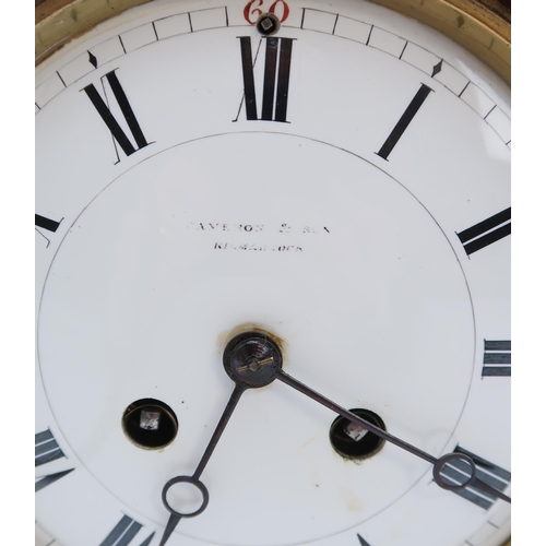 2194 - A FRENCH MAHOGANY MANTEL CLOCKthe case with inlaid brass details, and pineapple finial, the movement... 